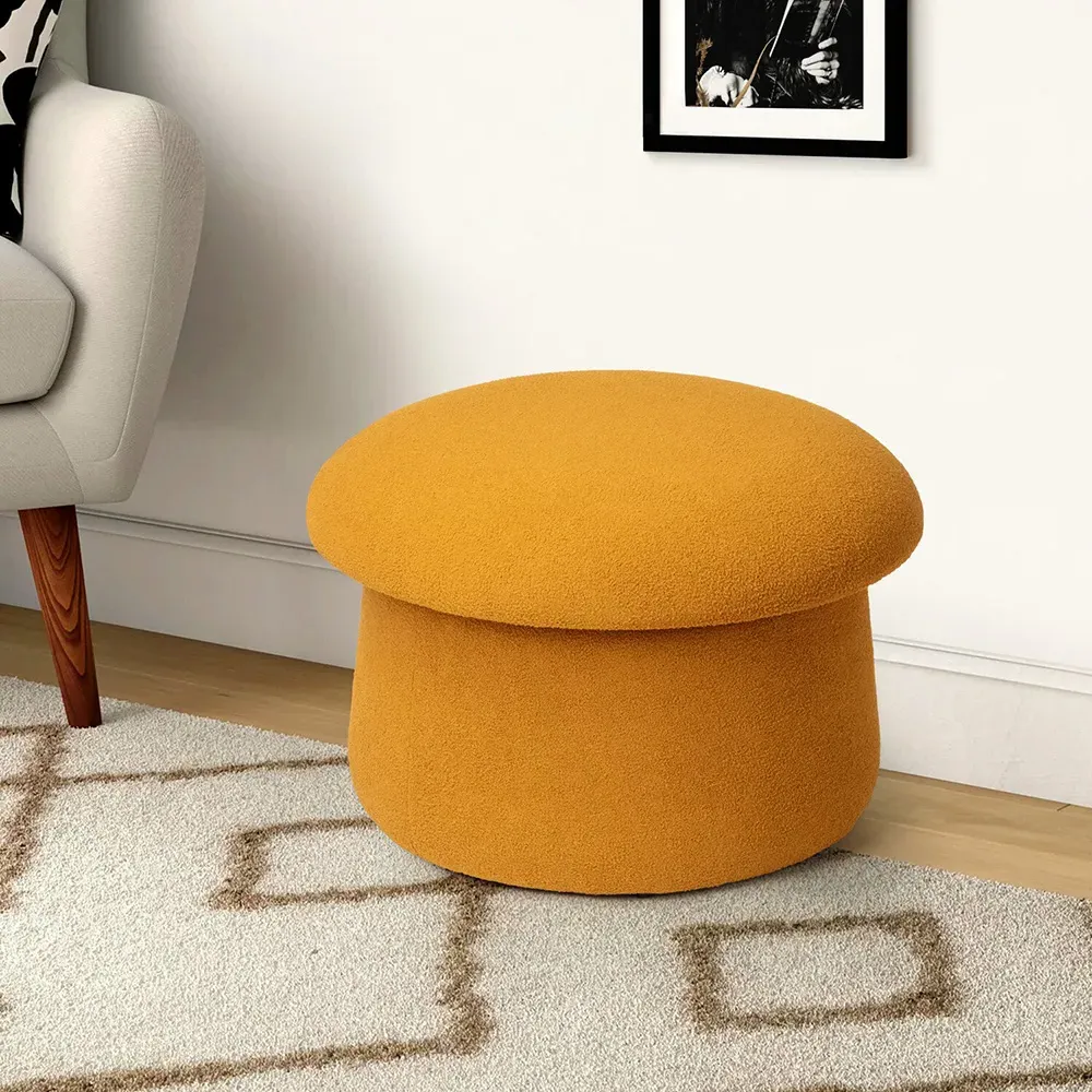 Large Mushroom Footstool - Mustard, Teddy