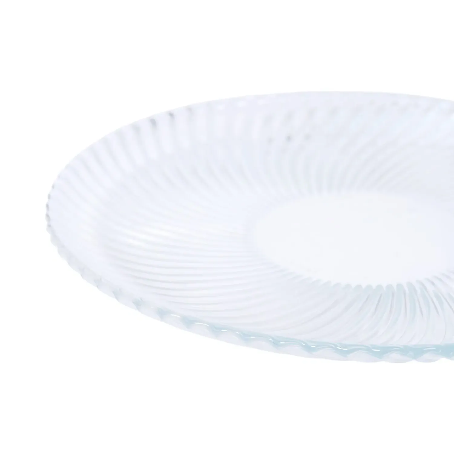 Large Ribbed Glass Plate - Clear