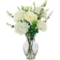 Large Rose Artificial Flower Bunch - White