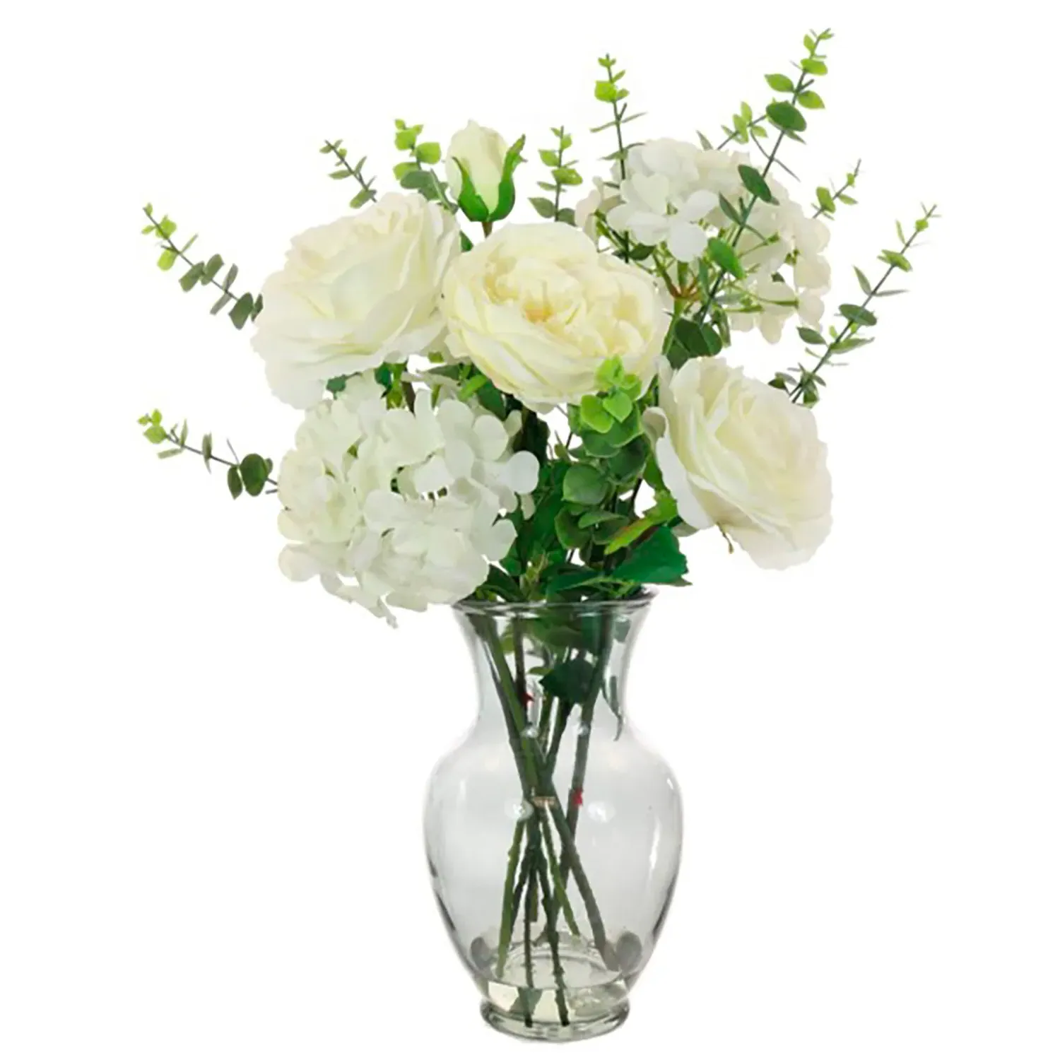 Large Rose Artificial Flower Bunch - White