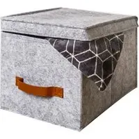 Large Storage Cube with Lid - Grey, Felt