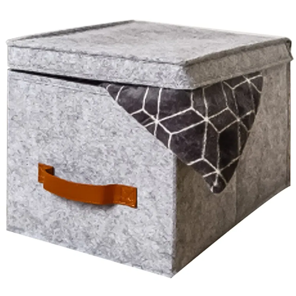 Large Storage Cube with Lid - Grey, Felt