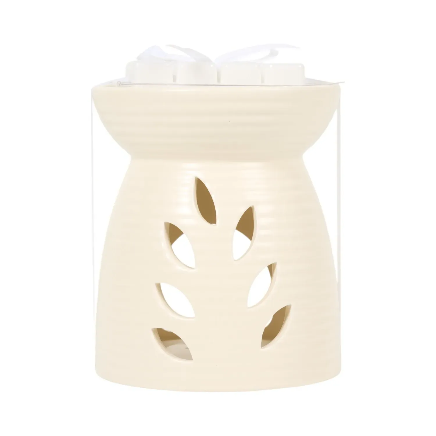 Large Wax Burner with Leaf Cut-out - Rose, Vanilla