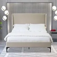 Lauren Double Bed Frame - Cream, Fabric