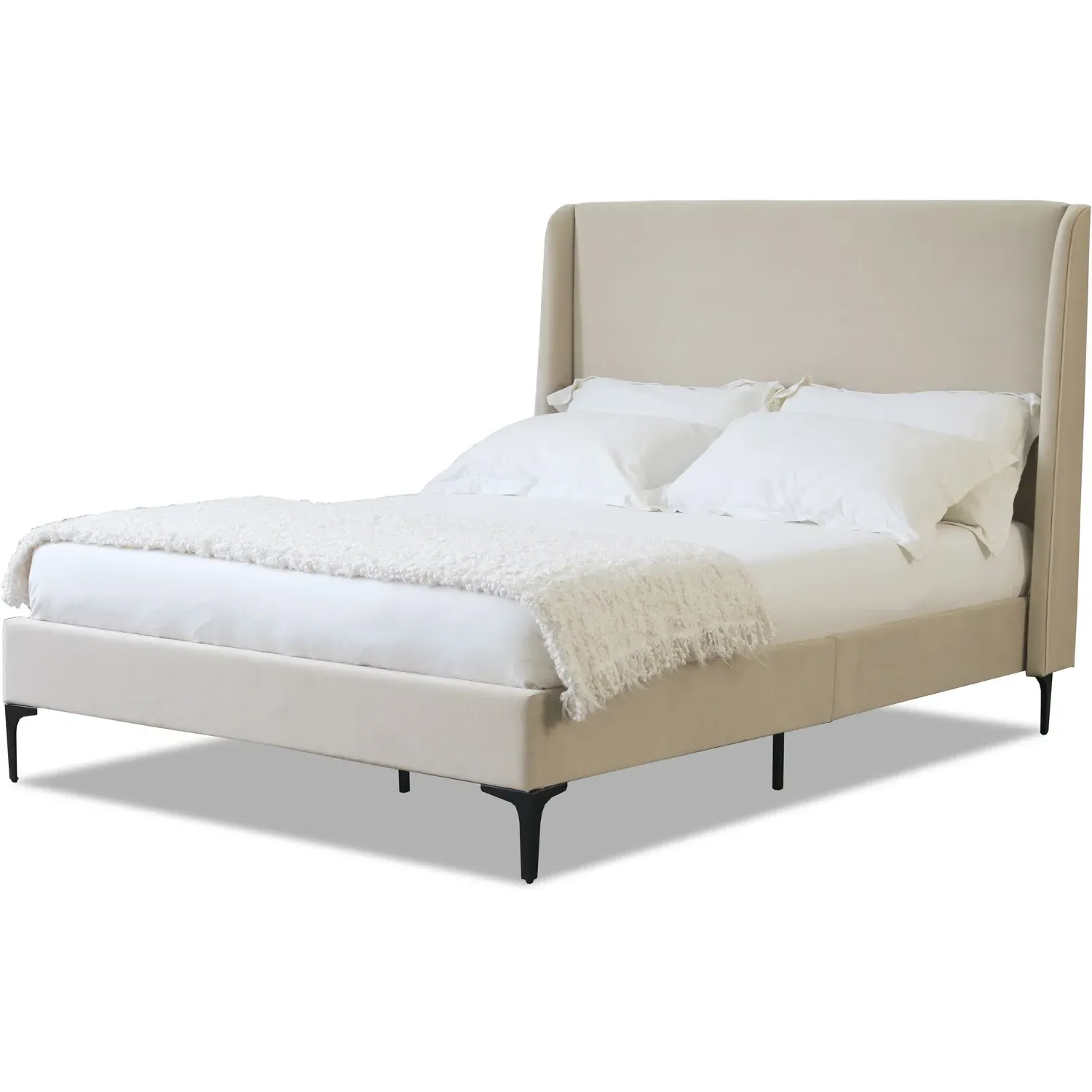 Lauren King Size Bed Frame - Cream, Fabric