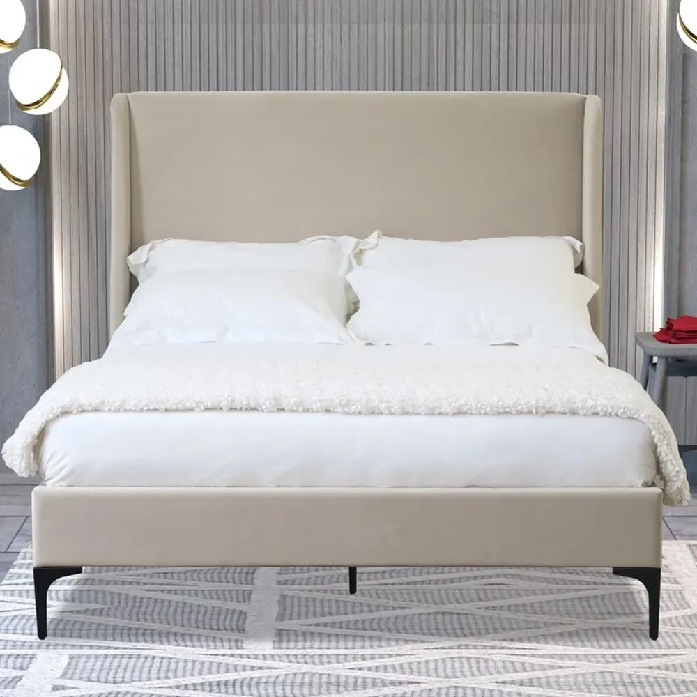 Lauren King Size Bed Frame - Cream, Fabric image