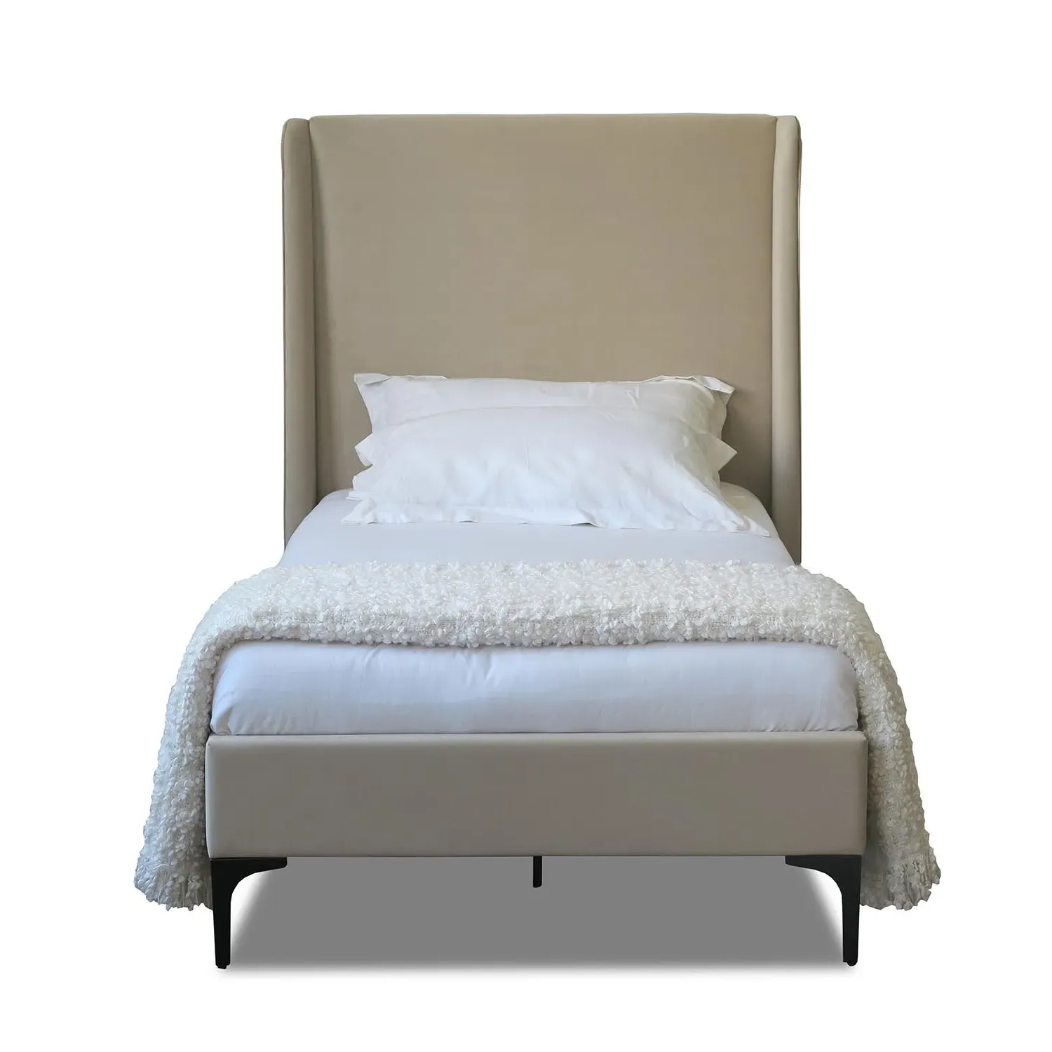 Lauren Single Bed Frame - Cream, Fabric