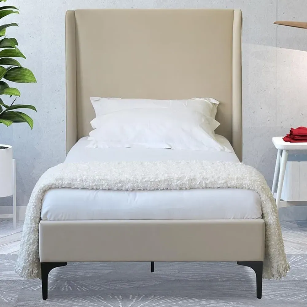 Lauren Single Bed Frame - Cream, Fabric image