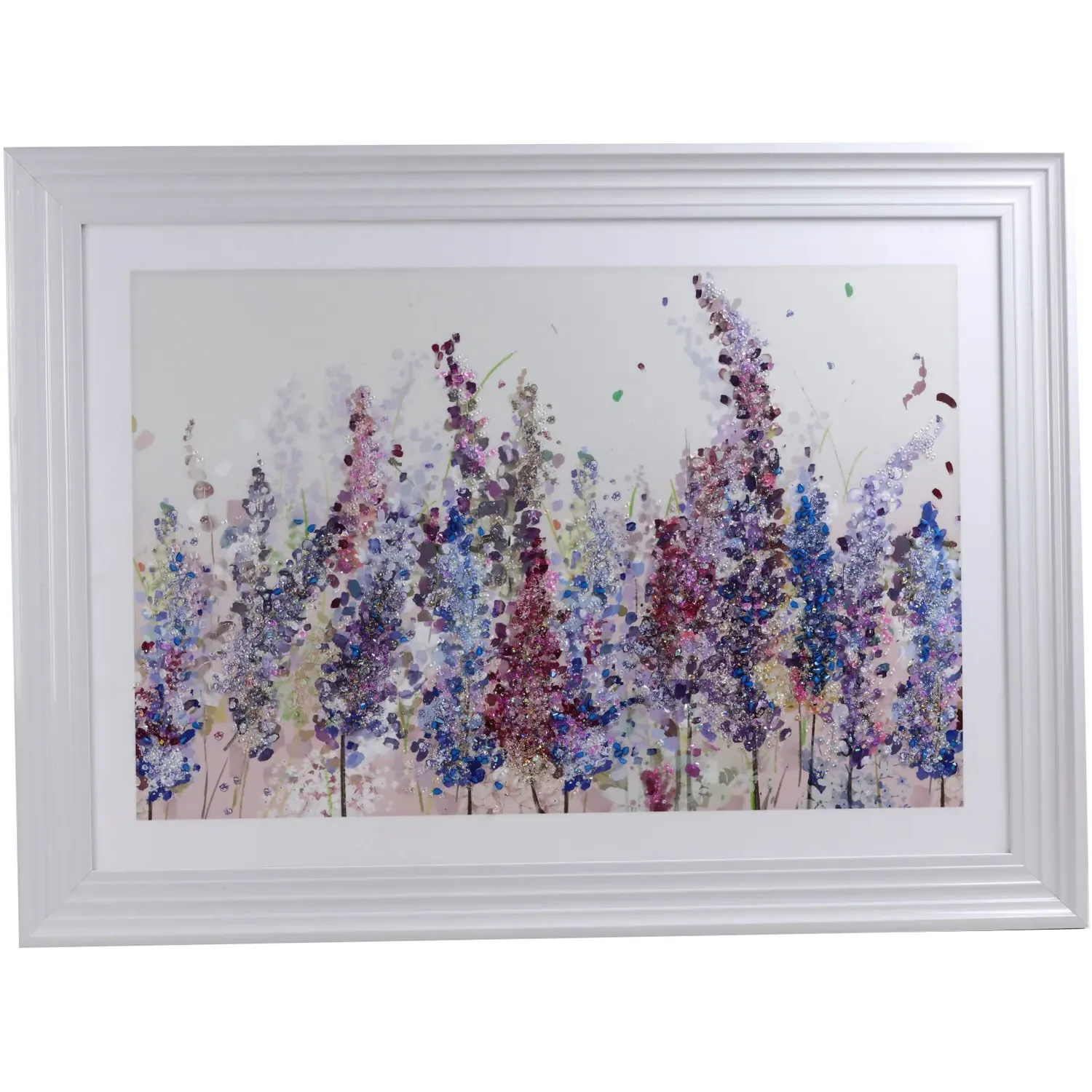 Lavender Jewelled Framed Art - Purple