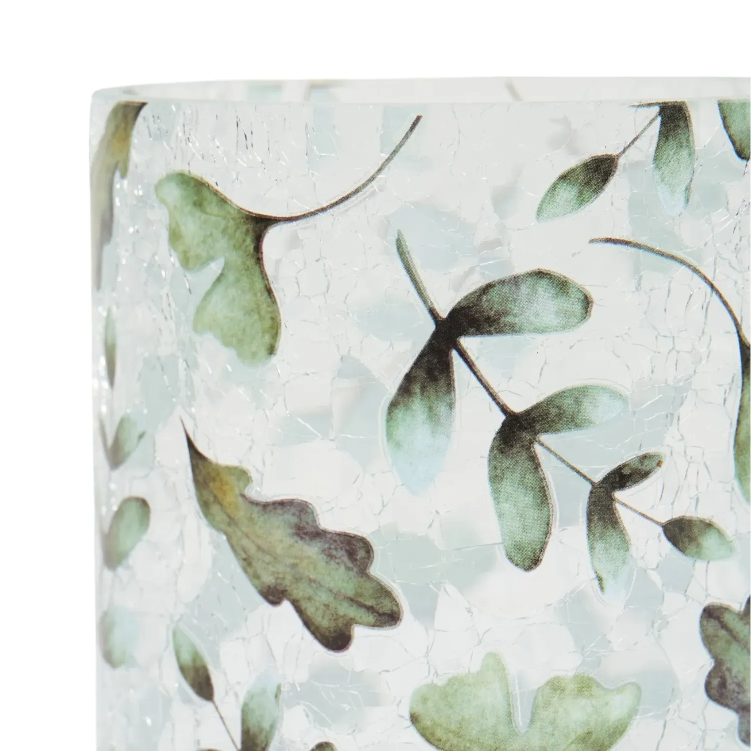 Leaf Crackle Candle Holder - Green