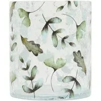 Leaf Crackle Candle Holder - Green