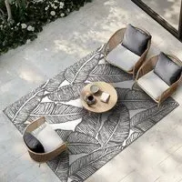 Leaf Outdoor Rug - Charcoal Grey