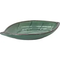 Leaf-Shaped Ceramic Soap Dish - Green