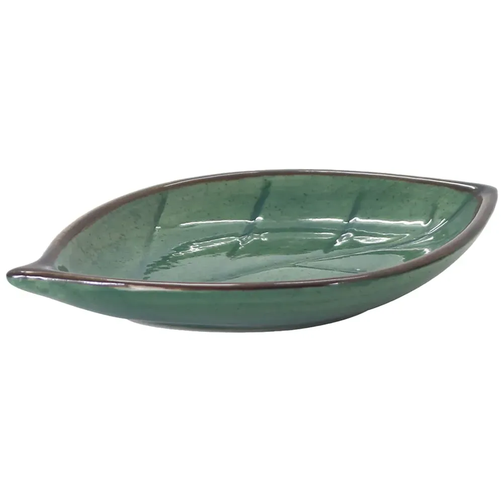 Leaf-Shaped Ceramic Soap Dish - Green image