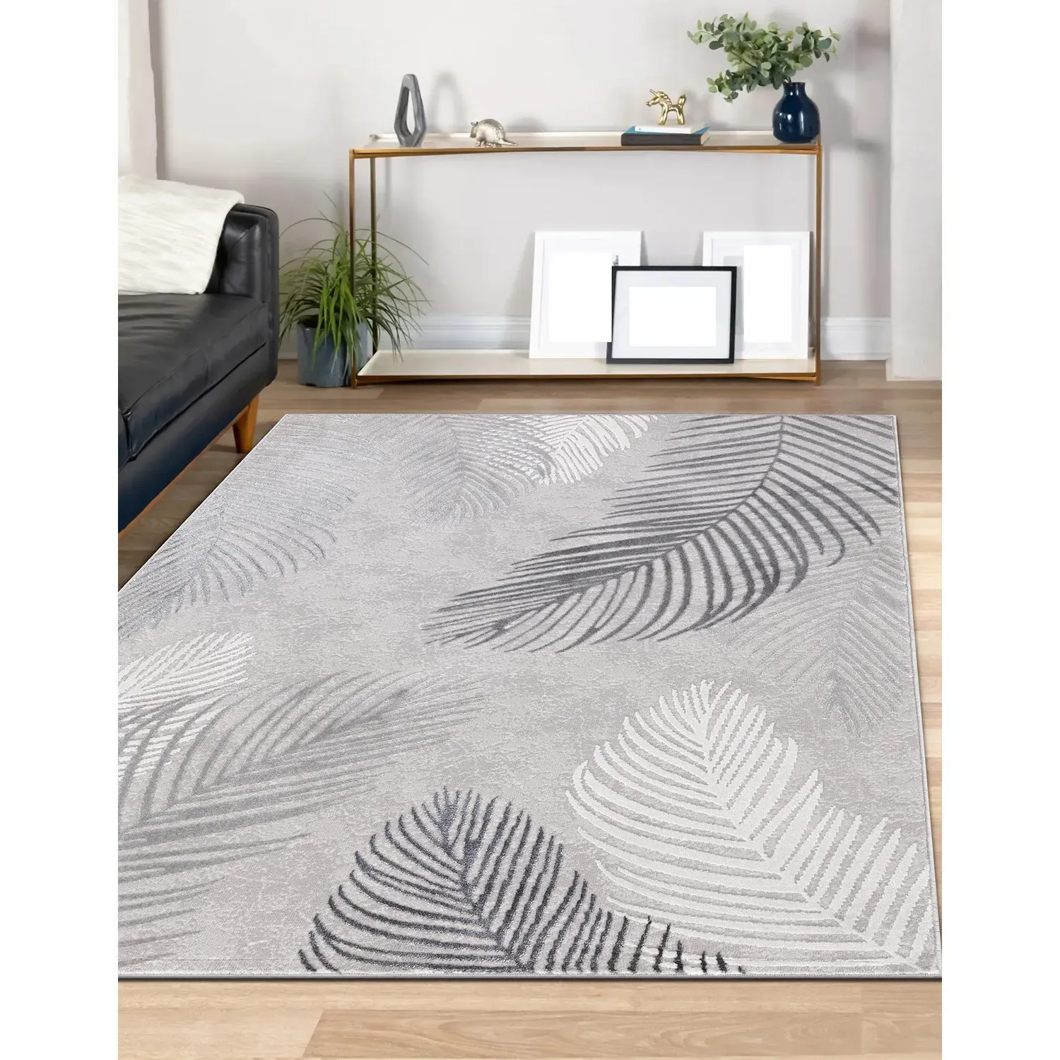 Leaf Sunset 120cm Rug - Grey