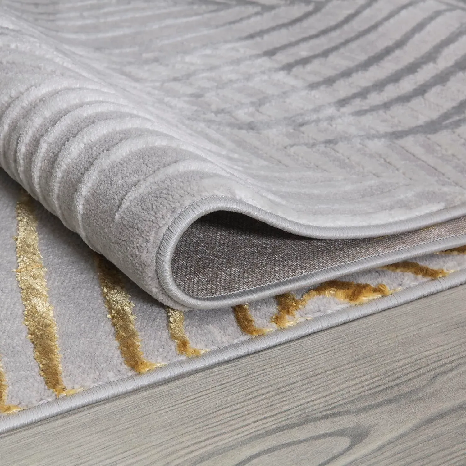 Leaf Sunset Rug 160 x 230cm - Gold, Grey