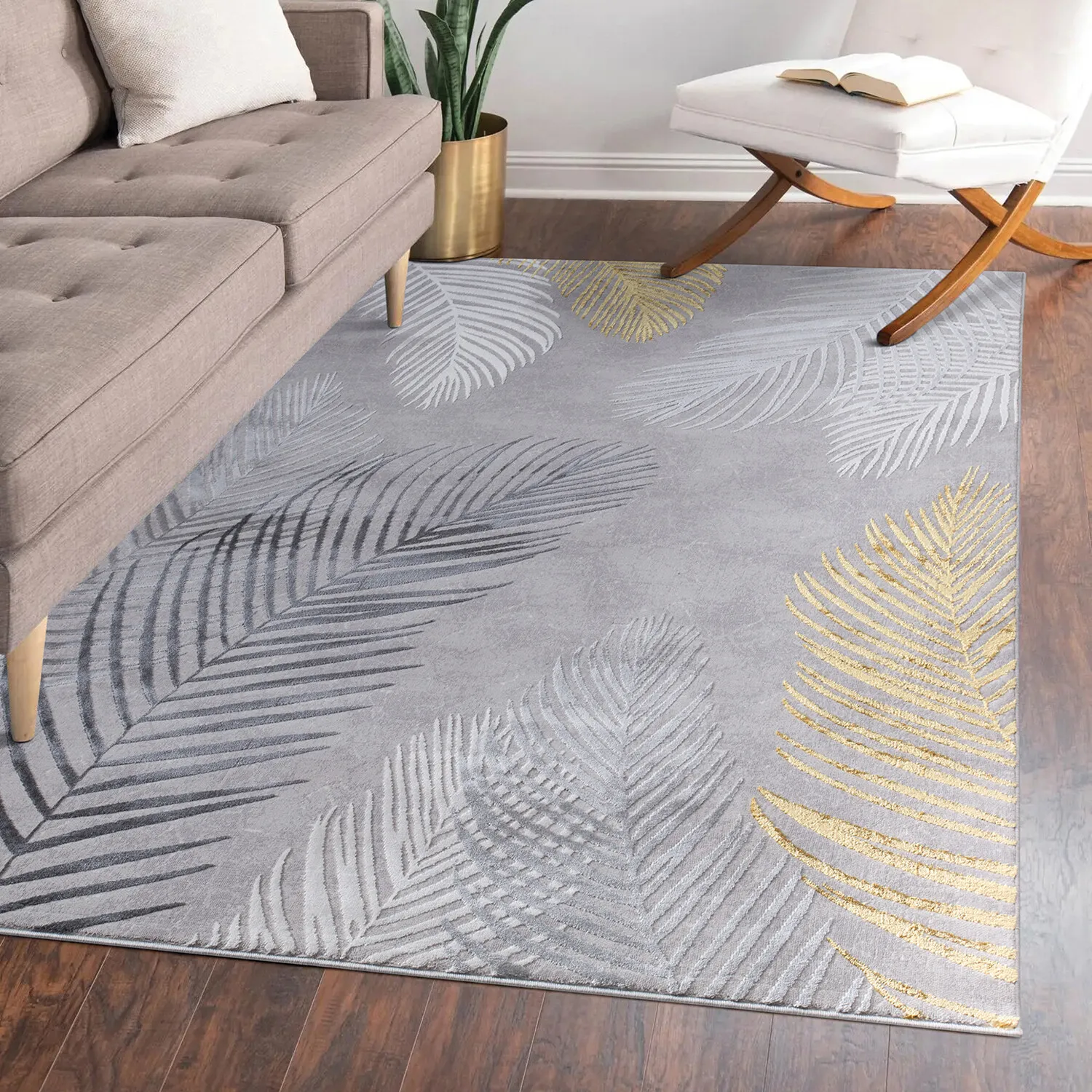 Leaf Sunset Rug - Gold