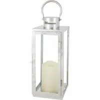 LED Battery Powered Lantern - Silver, Stainless Steel