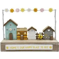LED Floral Bee Plaque with Light-Up Effect - Multicolour