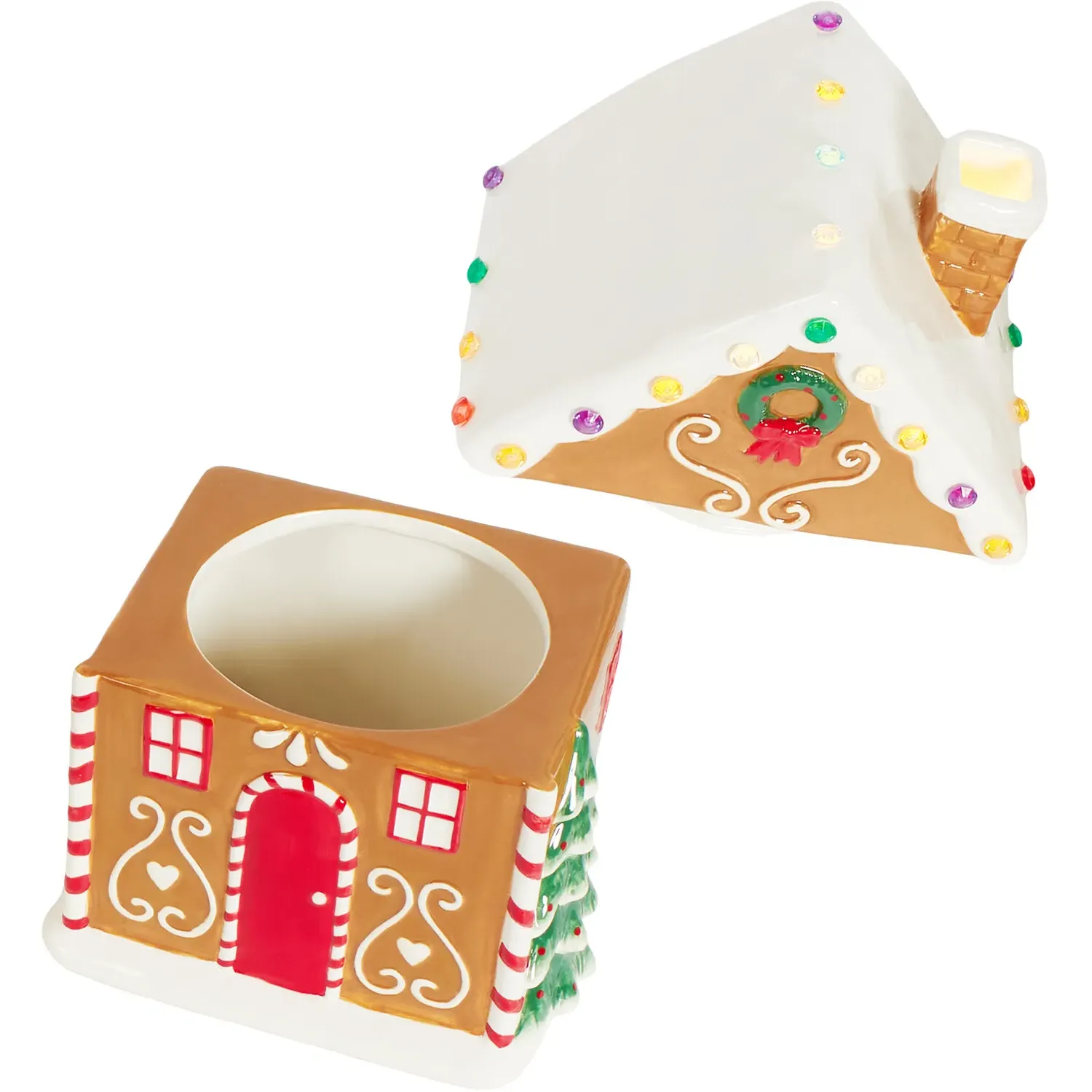 LED Gingerbread House Cookie Jar - Brown