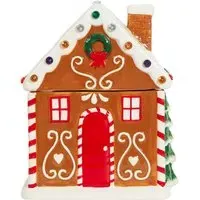 LED Gingerbread House Cookie Jar - Brown