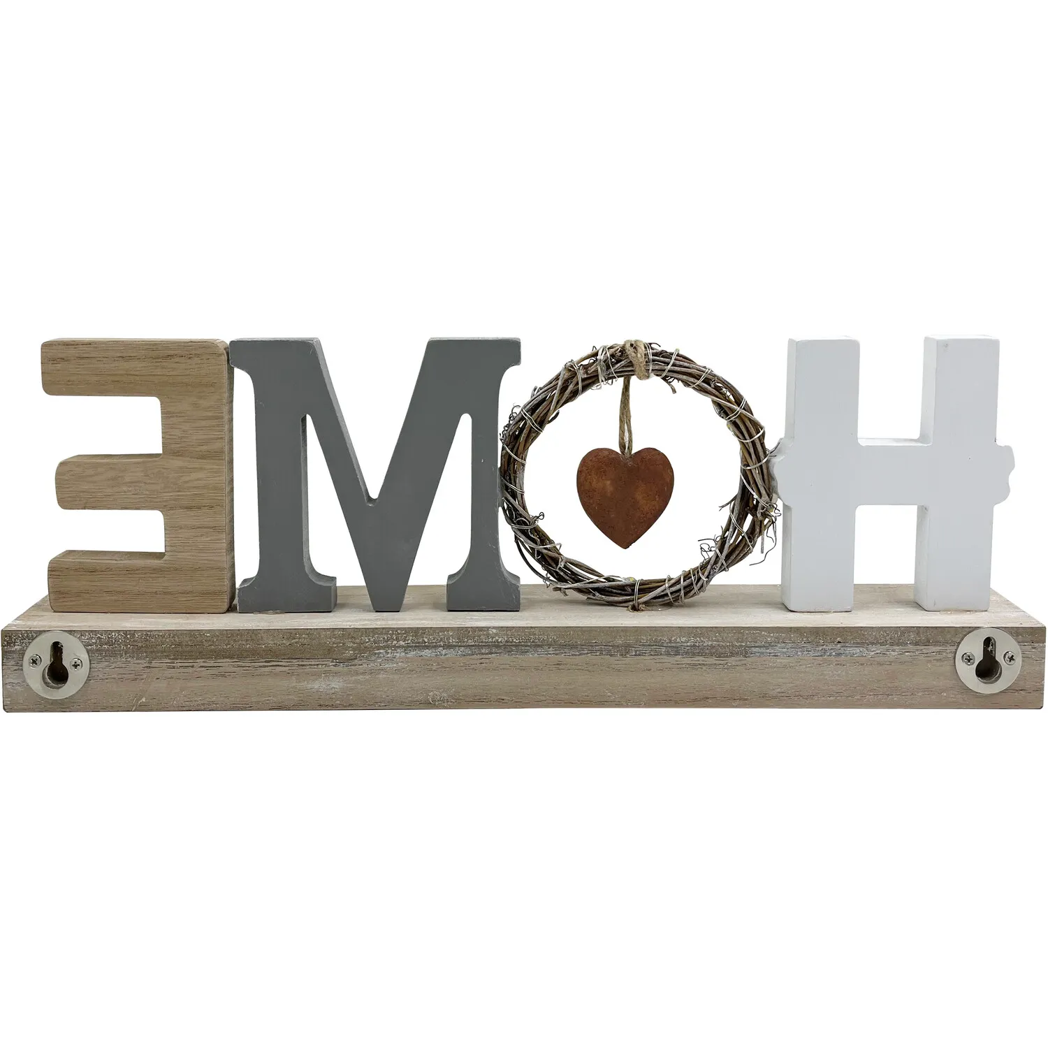 LED Heart Plaque with Hanging Charm - Natural