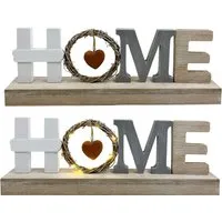 LED Heart Plaque with Hanging Charm - Natural