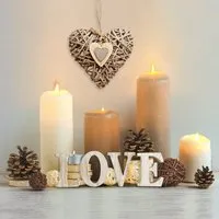 LED Love Canvas with Flickering Candles - Neutral