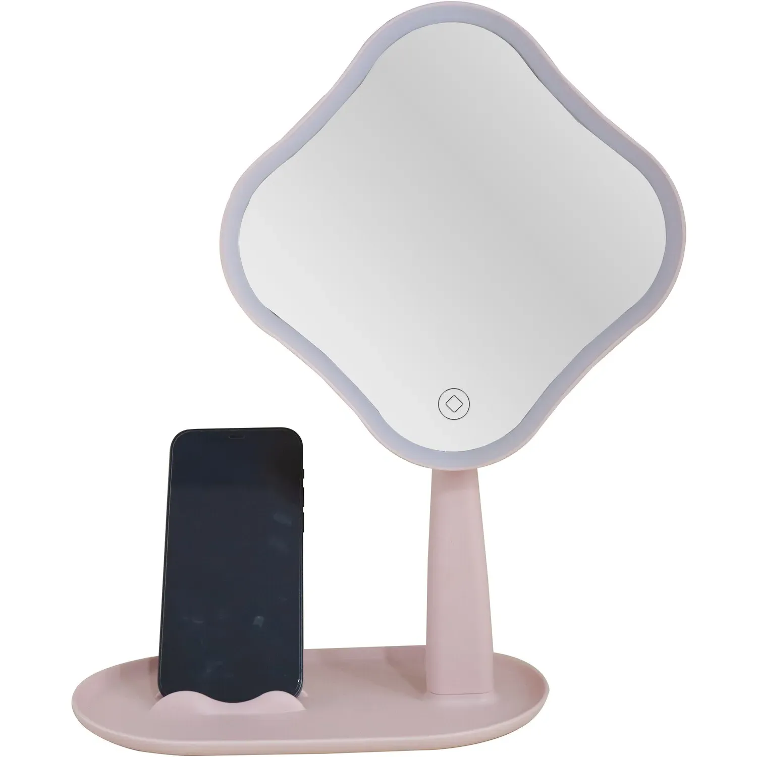 LED Mirror with Phone Holder - Pink