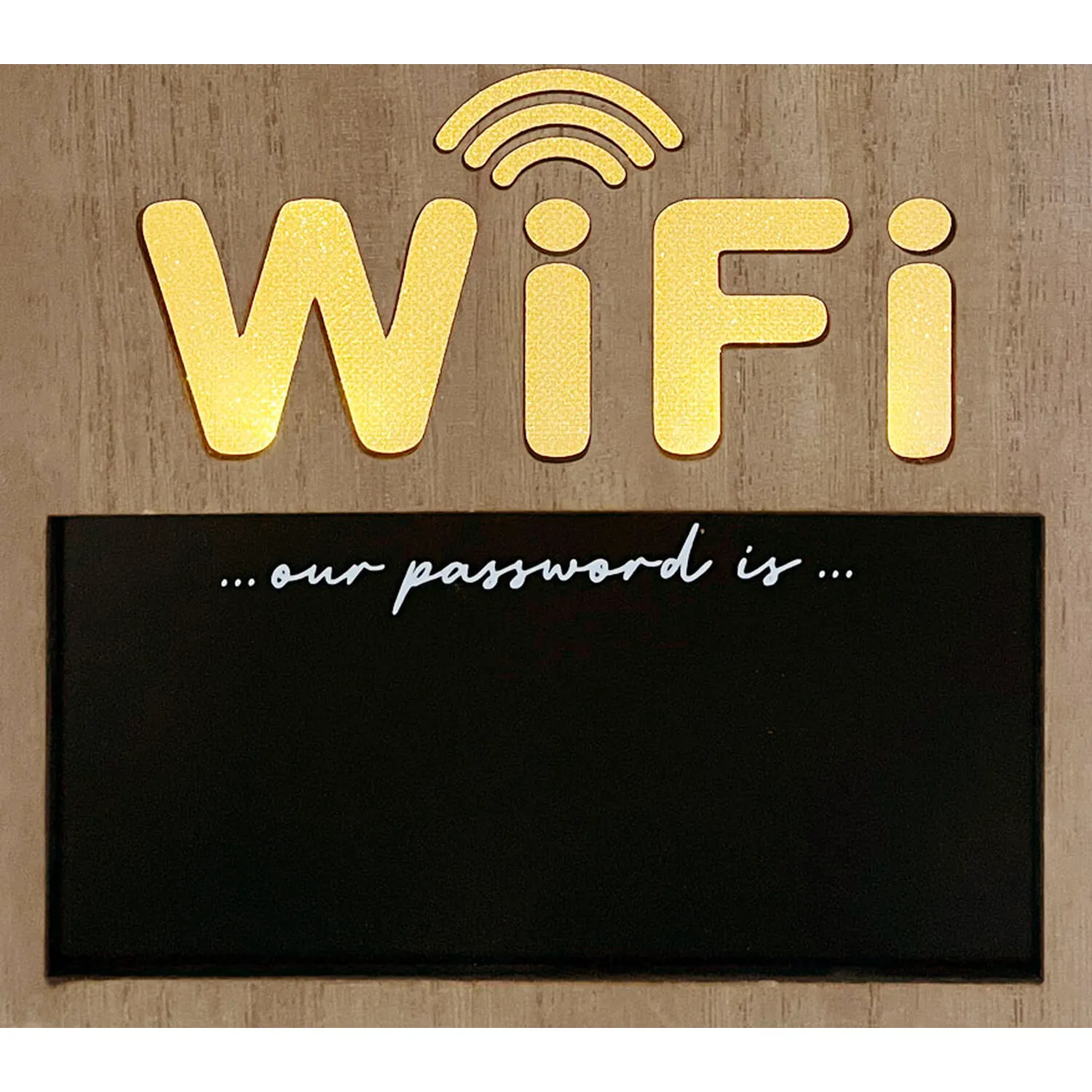 LED Welcome WiFi Wood Effect Sign - Natural