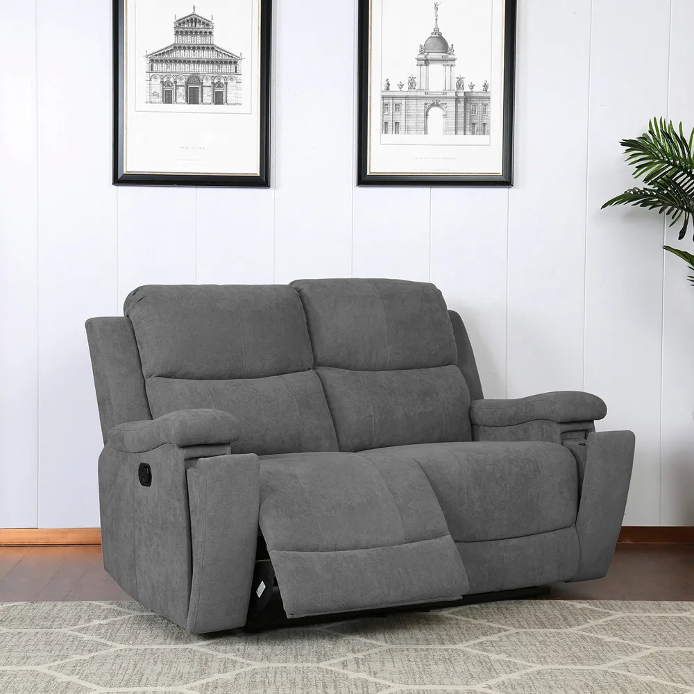 Ledbury 2-Seater Recliner Sofa with Cup Holders - Grey, Fabric