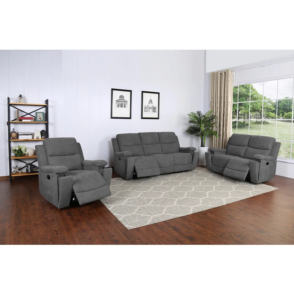 Ledbury 2-Seater Recliner Sofa with Cup Holders - Grey, Fabric