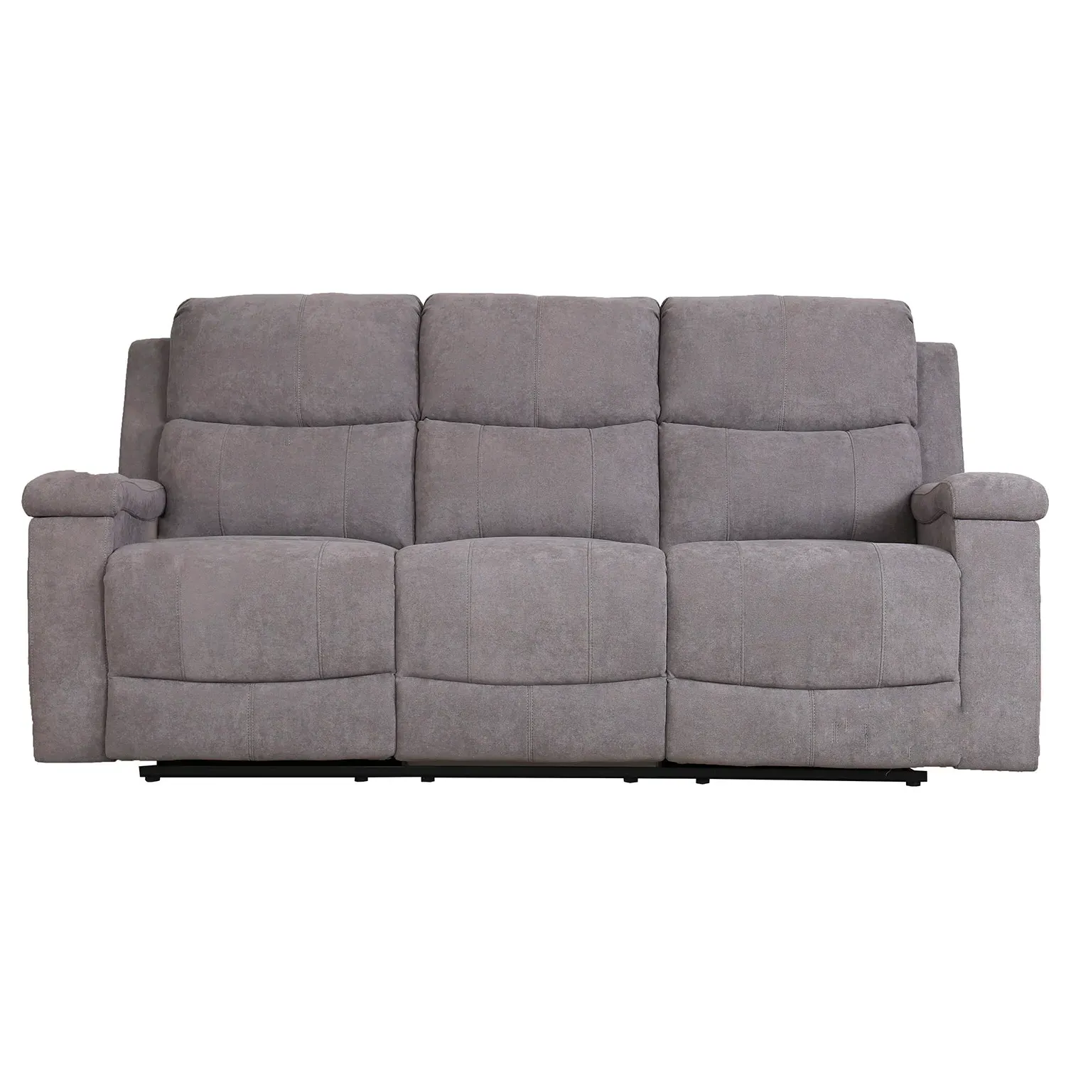 Ledbury 3-Seater Recliner Sofa with Cup Holders - Grey, Fabric