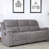 Ledbury 3-Seater Recliner Sofa with Cup Holders - Grey, Fabric