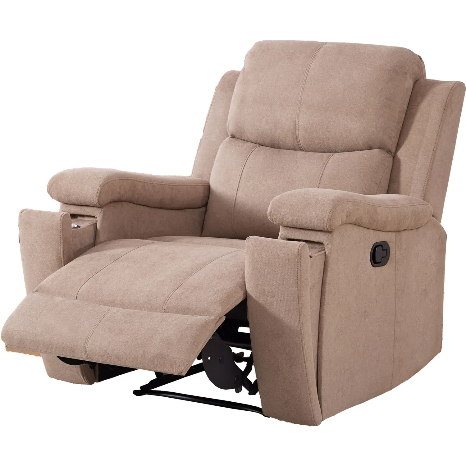 Ledbury Recliner Chair with Cup Holders - Beige, Fabric
