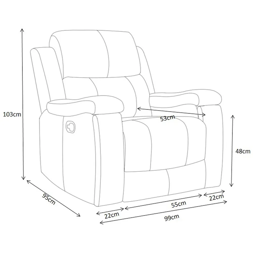 Ledbury Recliner Chair with Cup Holders - Grey, Fabric