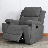 Ledbury Recliner Chair with Cup Holders - Grey, Fabric