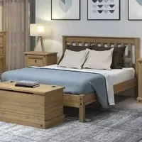 Leighton Double Bed Frame with Low Footboard - Brown, Pine