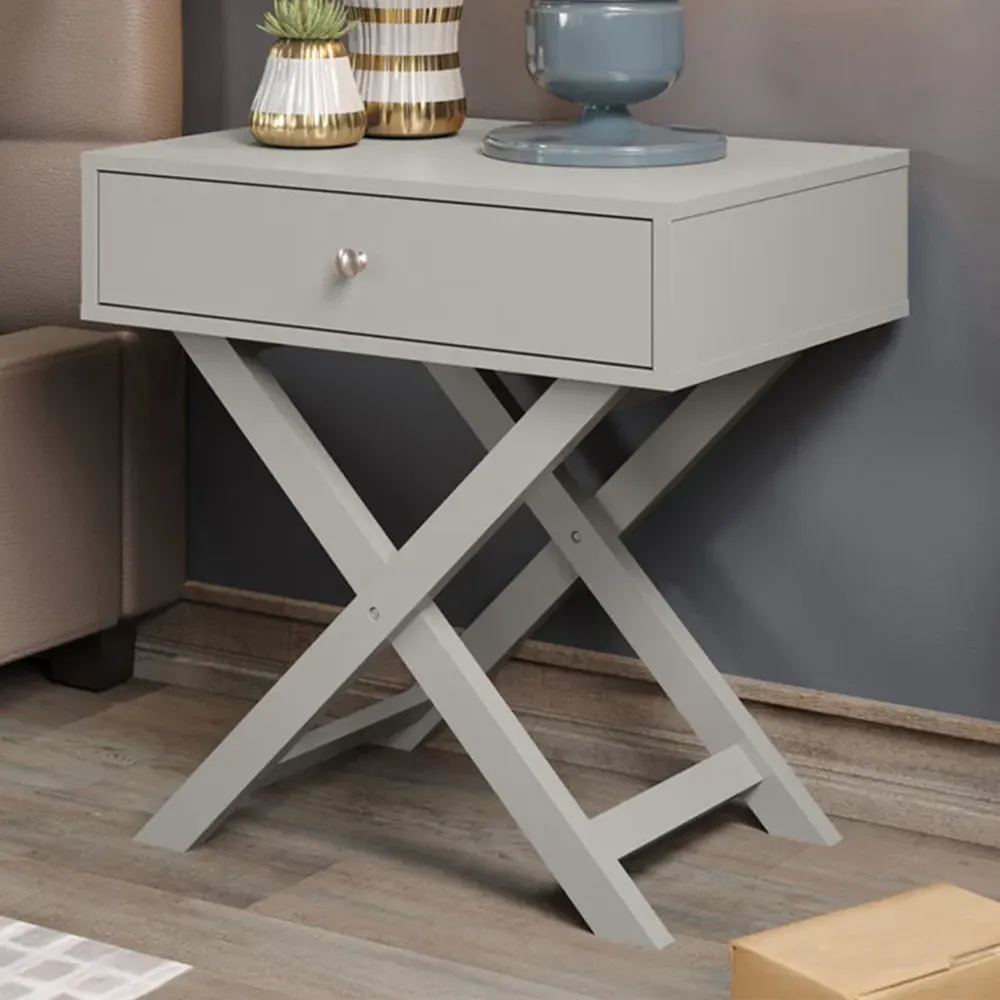 Leighton Single Drawer Bedside Table - Grey image