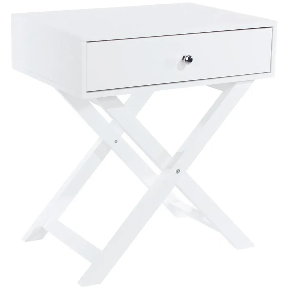 Leighton Single Drawer Bedside Table - White