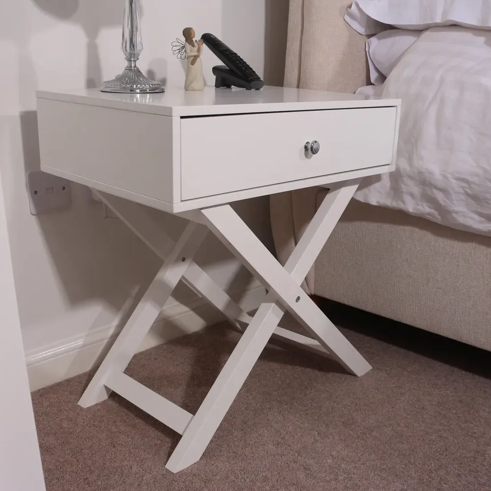 Leighton Single Drawer Bedside Table - White