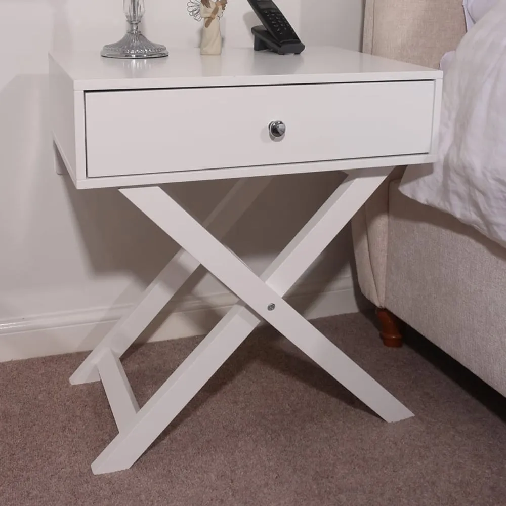 Leighton Single Drawer Bedside Table - White