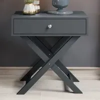 Leighton Single Drawer X-Leg Bedside Table - Midnight Blue