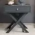 Leighton Single Drawer X-Leg Bedside Table - Midnight Blue