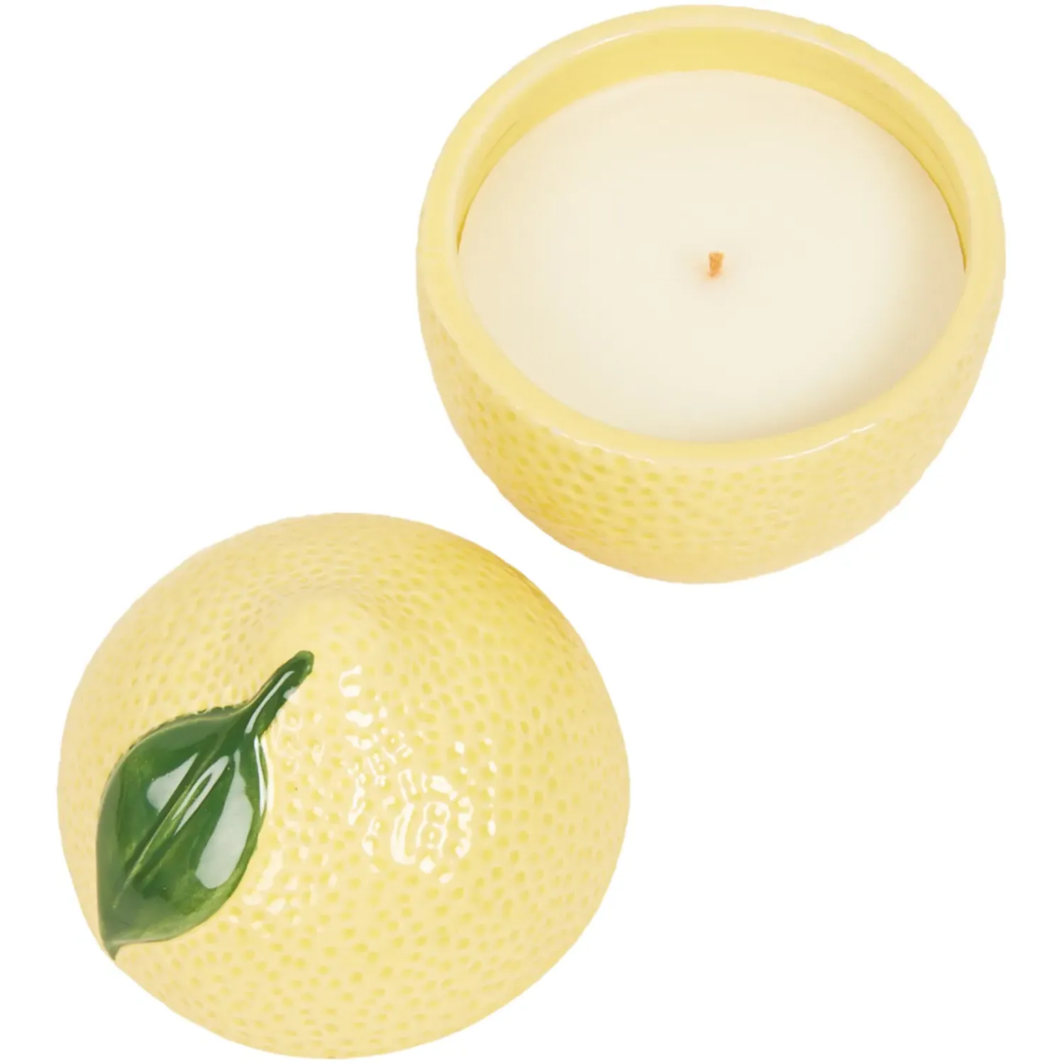 Lemon Shaped Ceramic Candle - Yellow