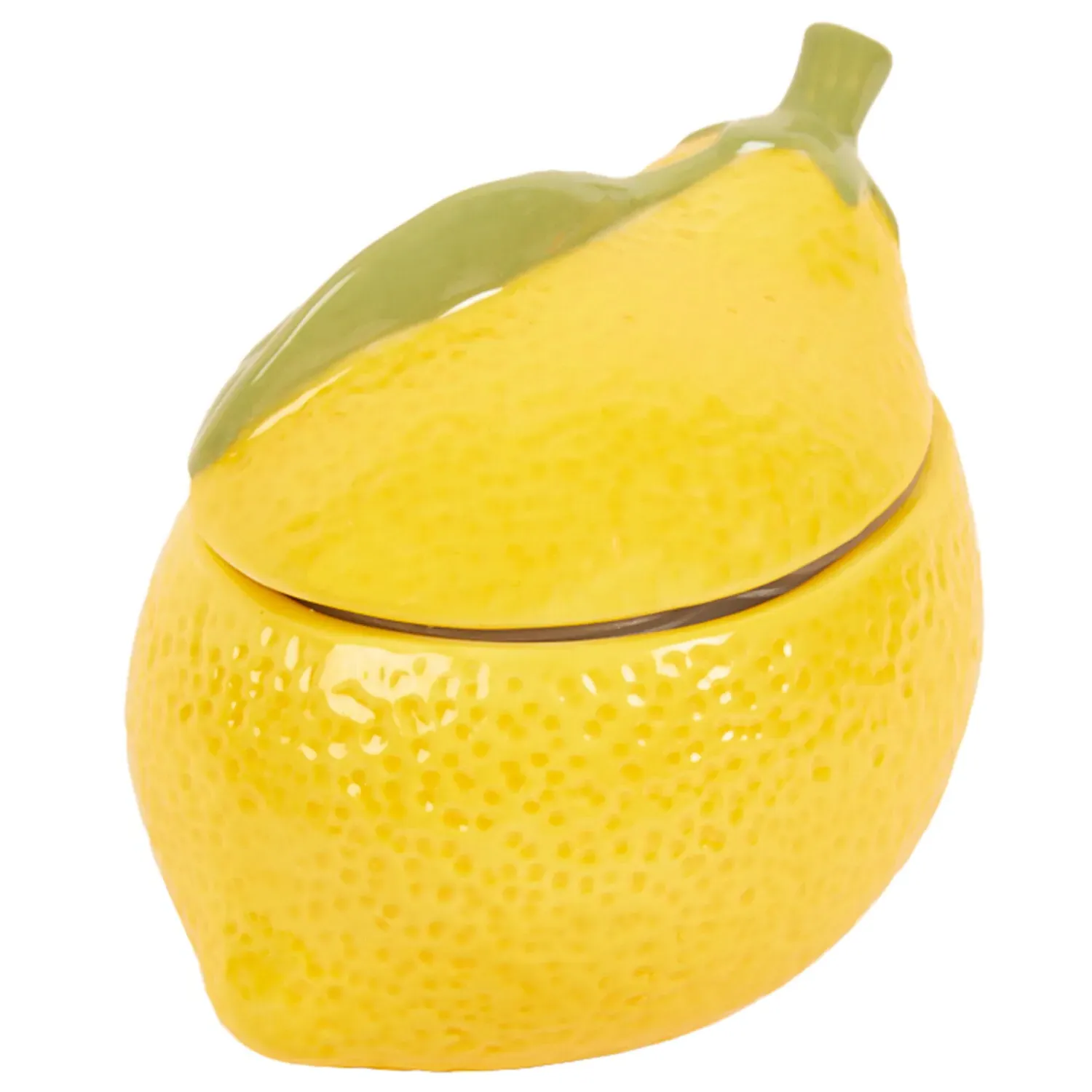 Lemon Shaped Ceramic Candle - Yellow, Green