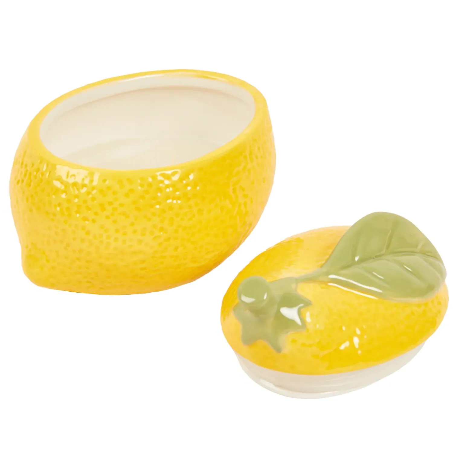 Lemon Shaped Ceramic Candle - Yellow, Green