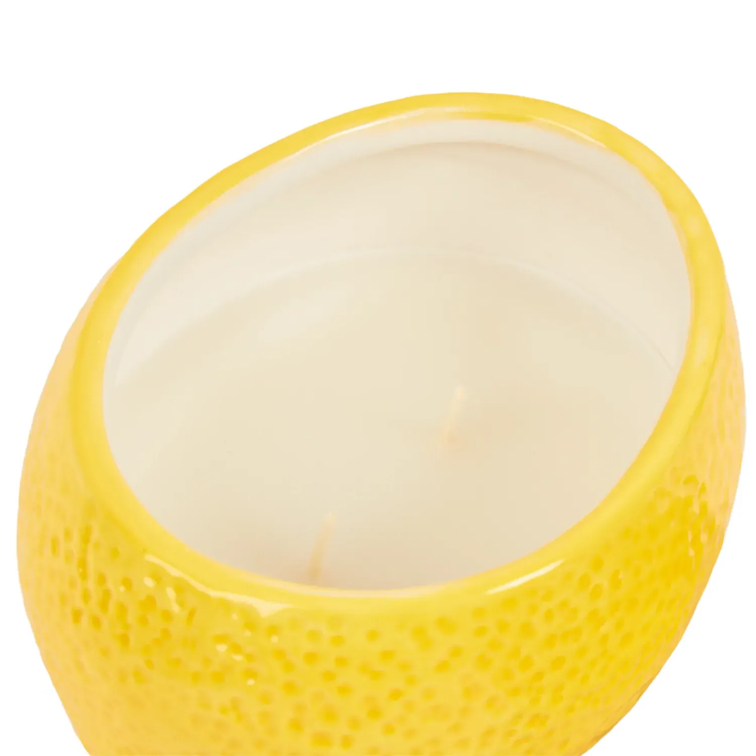 Lemon Shaped Ceramic Candle - Yellow, Green