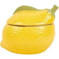 Lemon Shaped Ceramic Candle - Yellow, Green