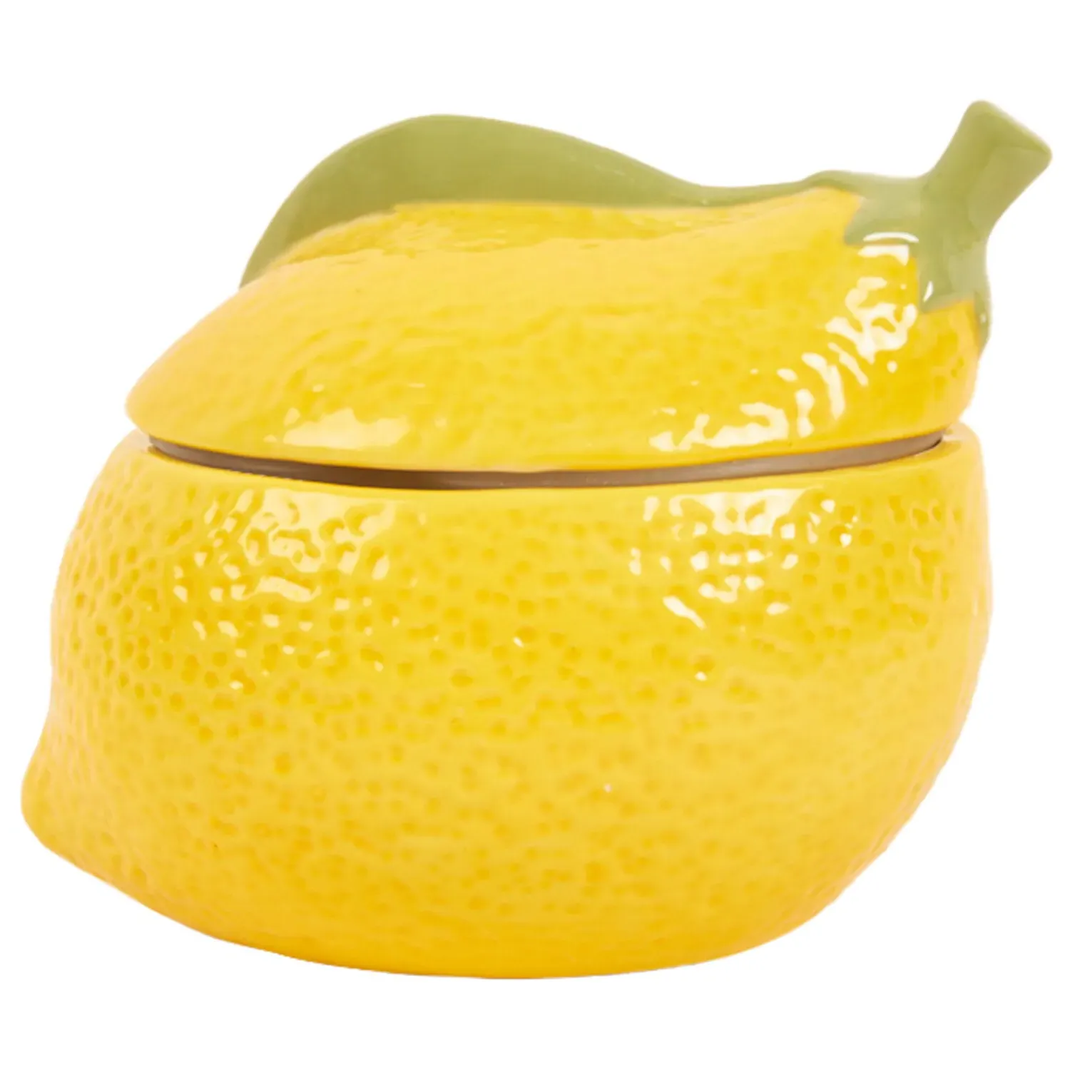 Lemon Shaped Ceramic Candle - Yellow, Green